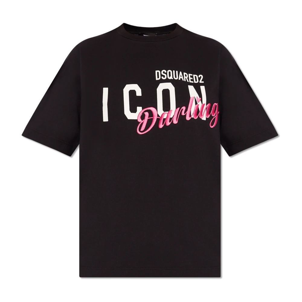 Dsquared2 T-shirt met logo Black Dames