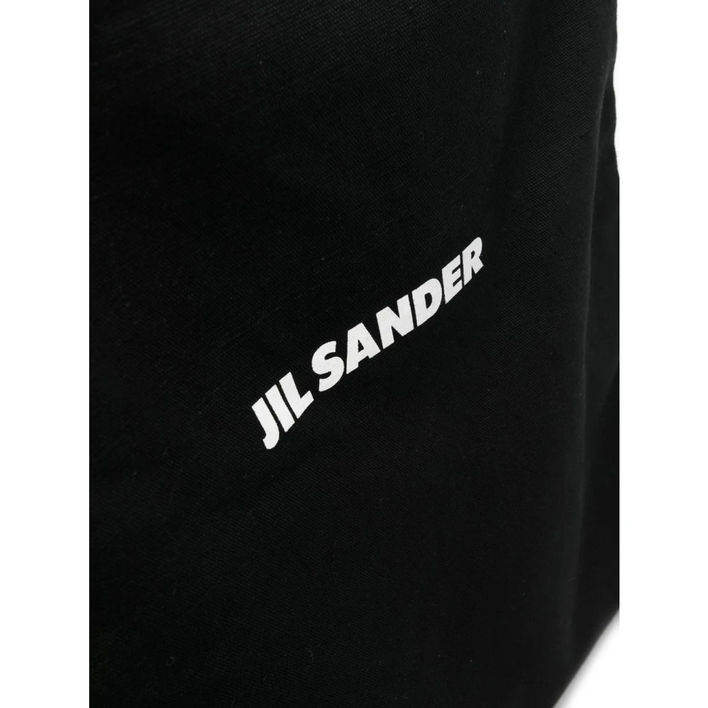Jil Sander Zwarte katoenen en linnen tote tas Black Unisex