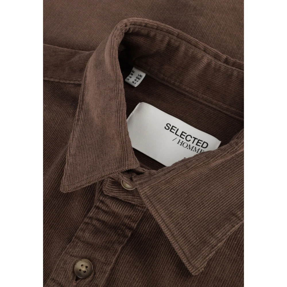 Selected Homme Groen Corduroy Overshirt Brown Heren