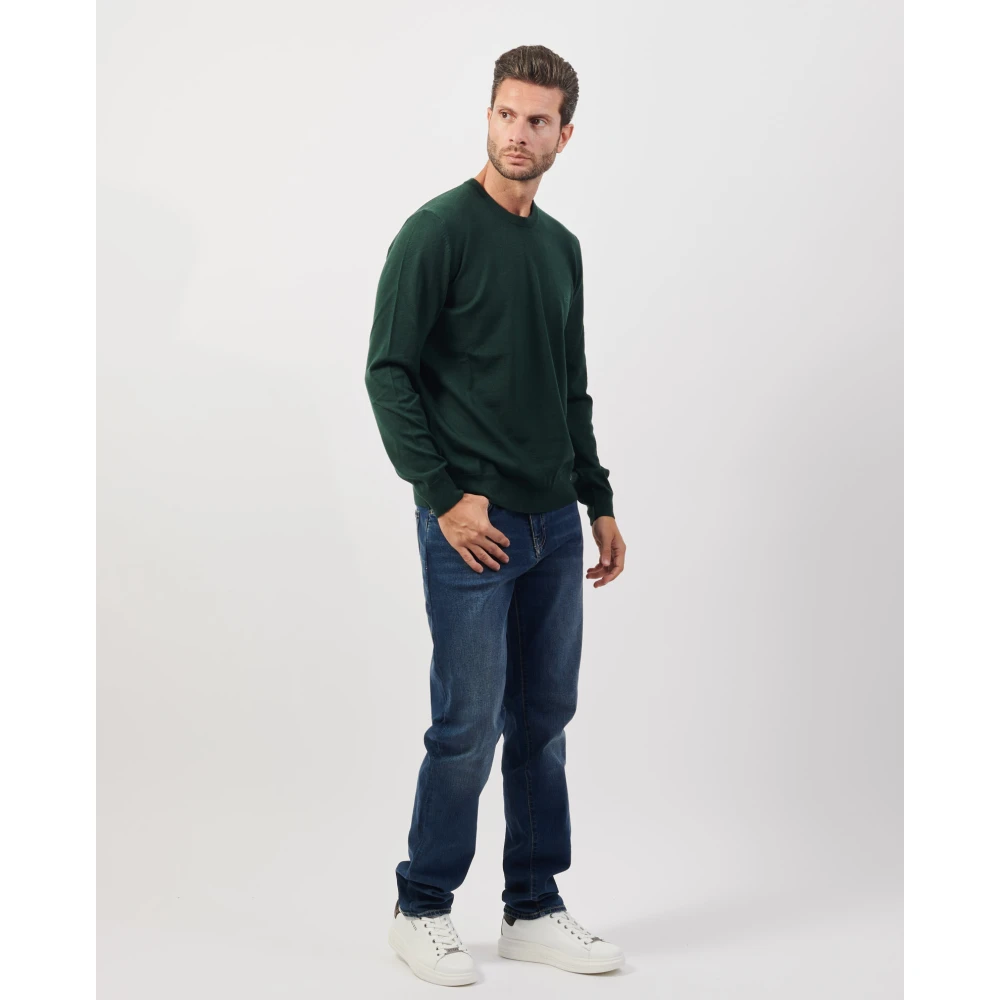 Hugo Boss Groene Crew Neck Wollen Trui Green Heren