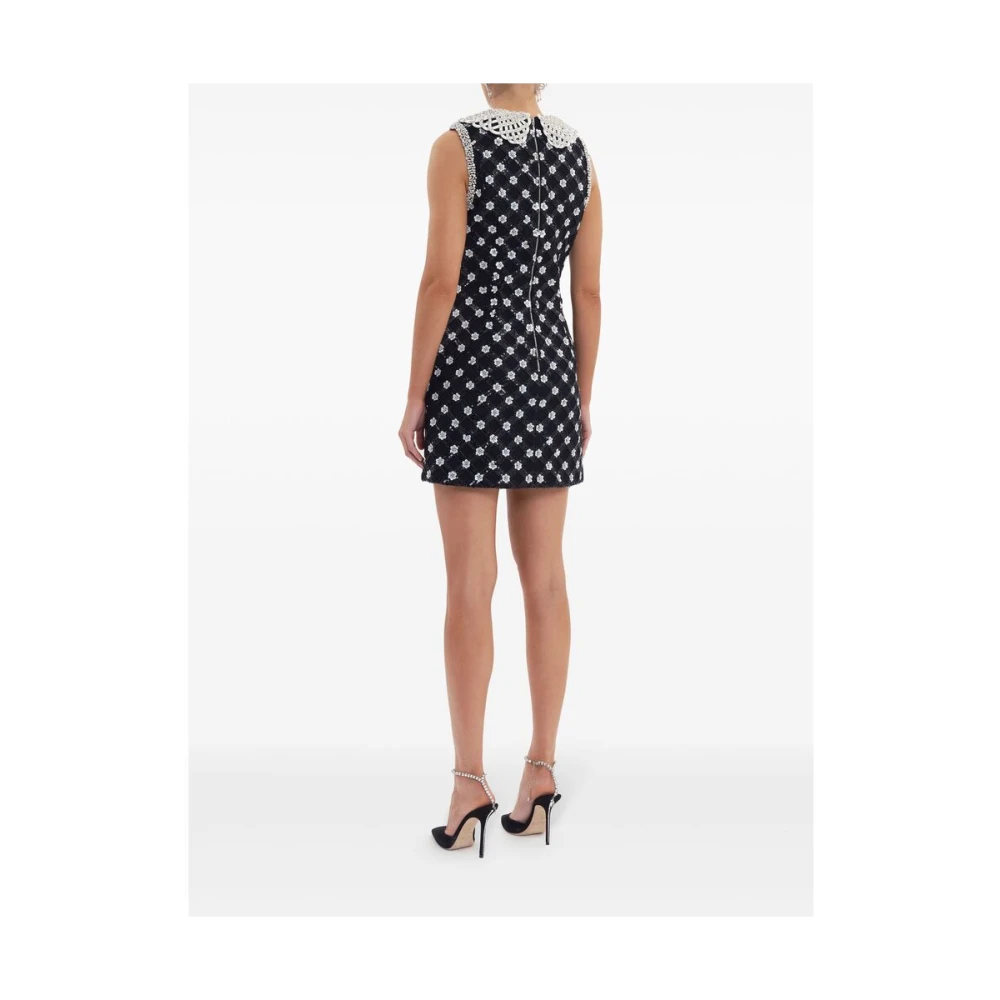 Rebecca Vallance Zwarte Paillet Bloemen A-Lijn Jurk Black Dames