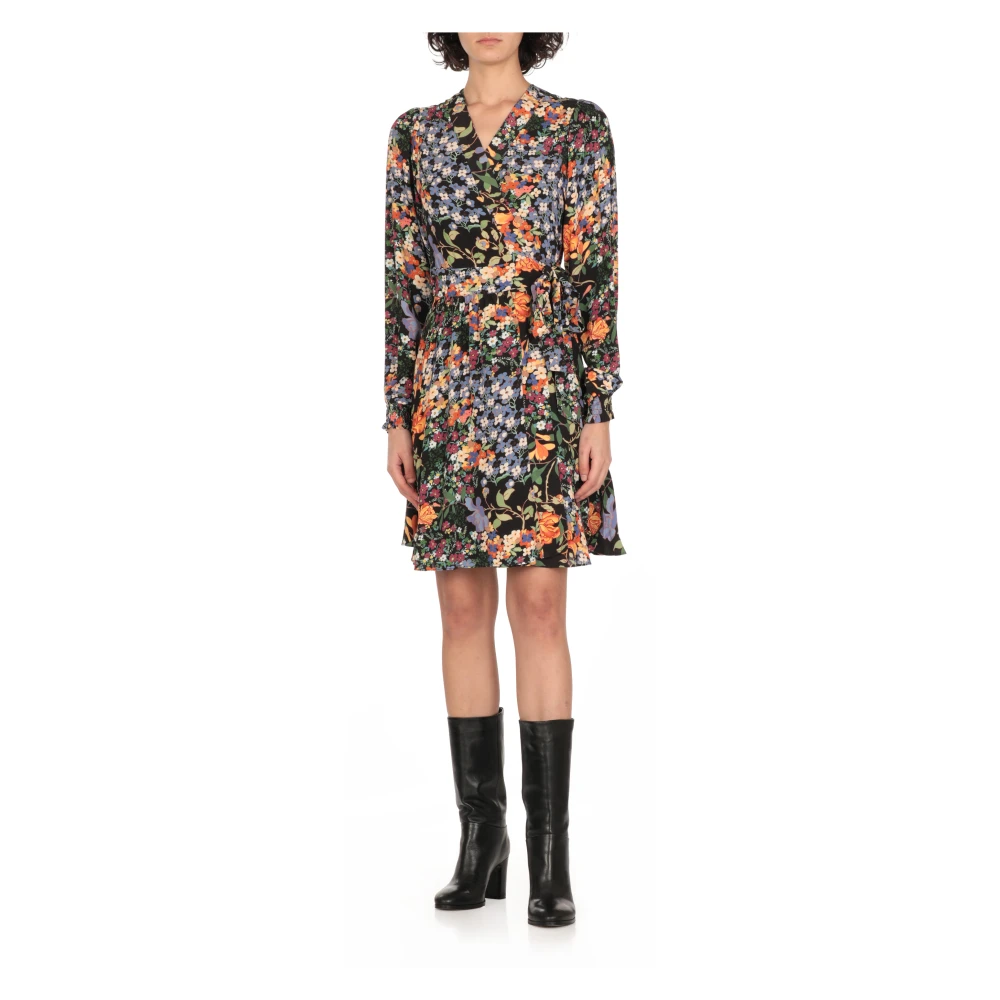 Hale Bob Zwarte Bloemen V-Hals Jurk Multicolor Dames