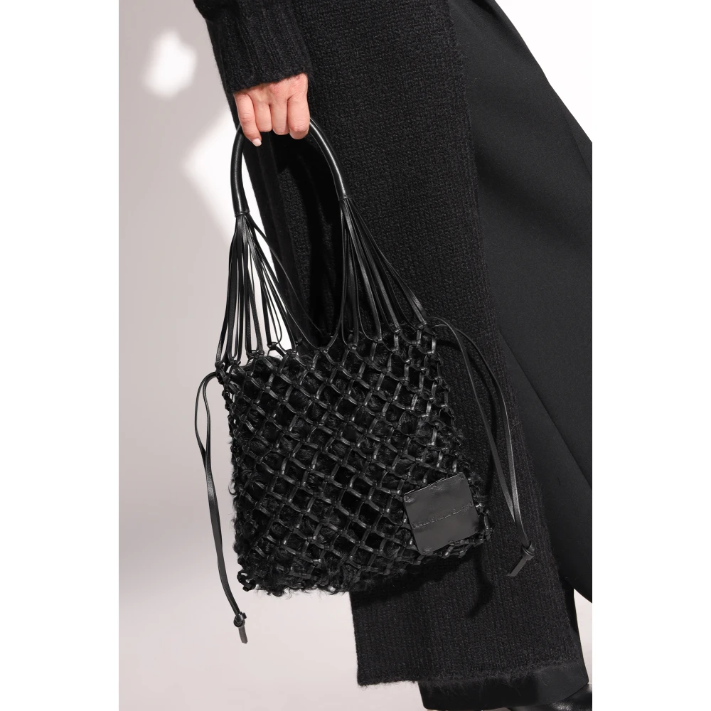 Jil Sander Leren Schoudertas Black Dames