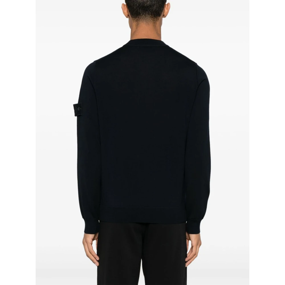 Stone Island Blauwe Wollen Gebreide Trui Blue Heren