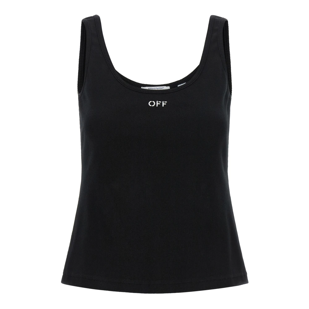Off White Donna Black-White Tank Top A Coste Off Stamp - 40 - Immagine 2