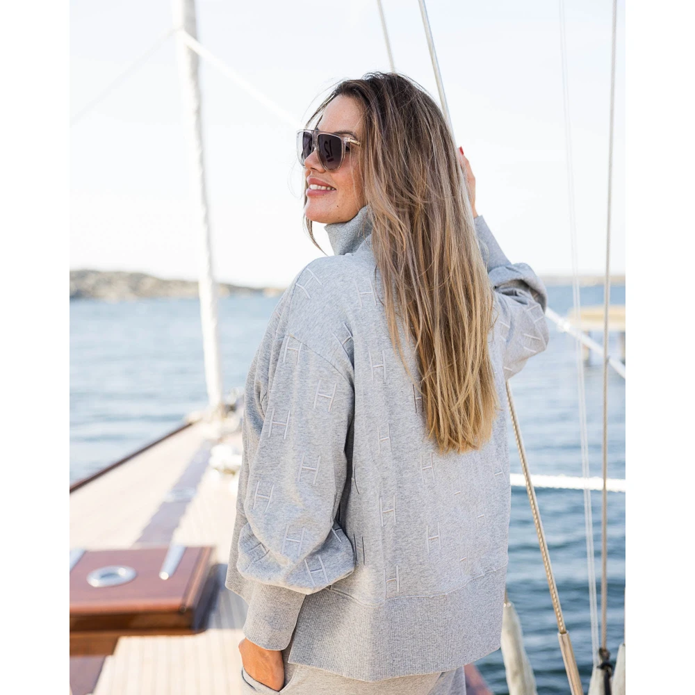 Hést Geborduurde Sweatshirt voor Trendy Comfort Gray Dames