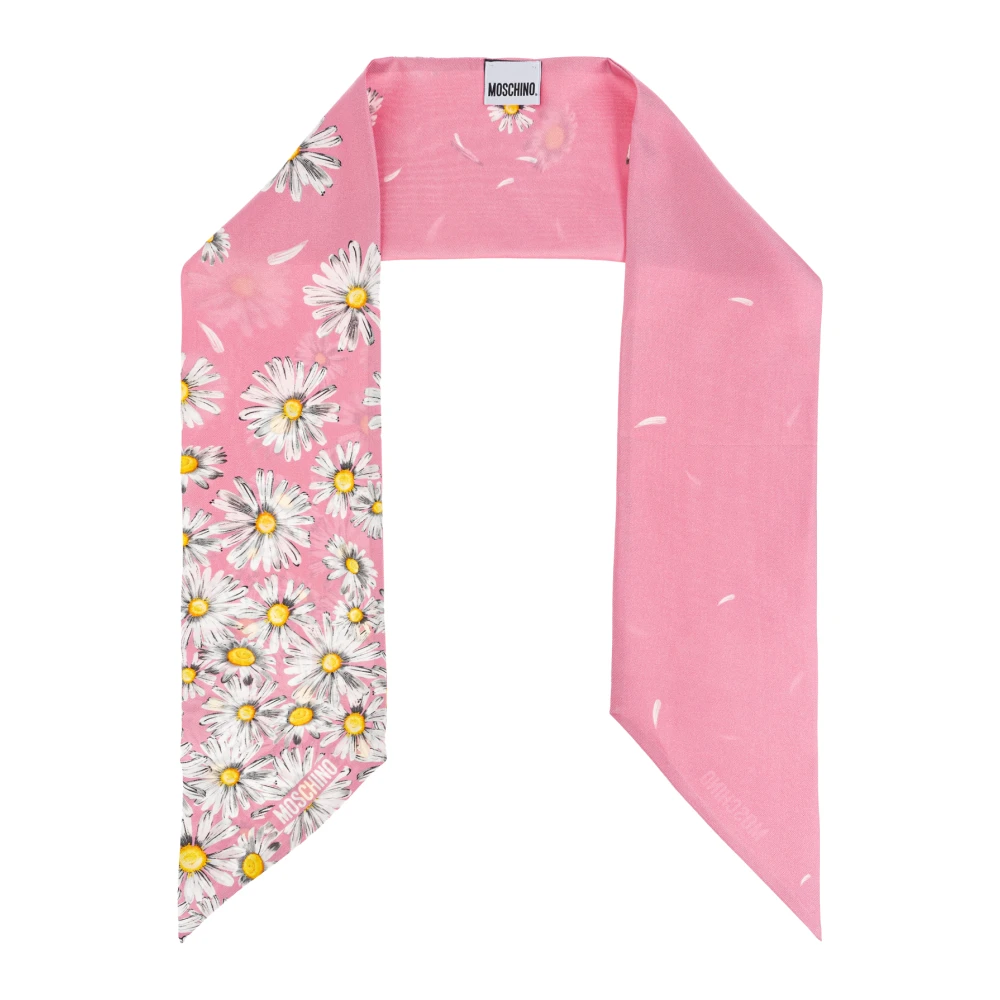 Moschino Zijden sjaal met bloemmotief Pink Dames