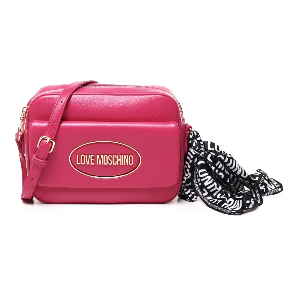 Love Moschino Magenta Tas met Bevestigde Sjaal Pink Dames