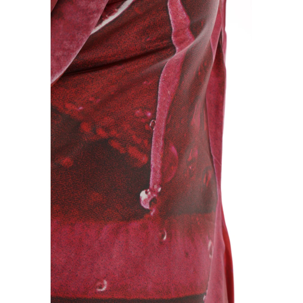 Roberto Cavalli Rode Tuinroos Print Midi Jurk Red Dames