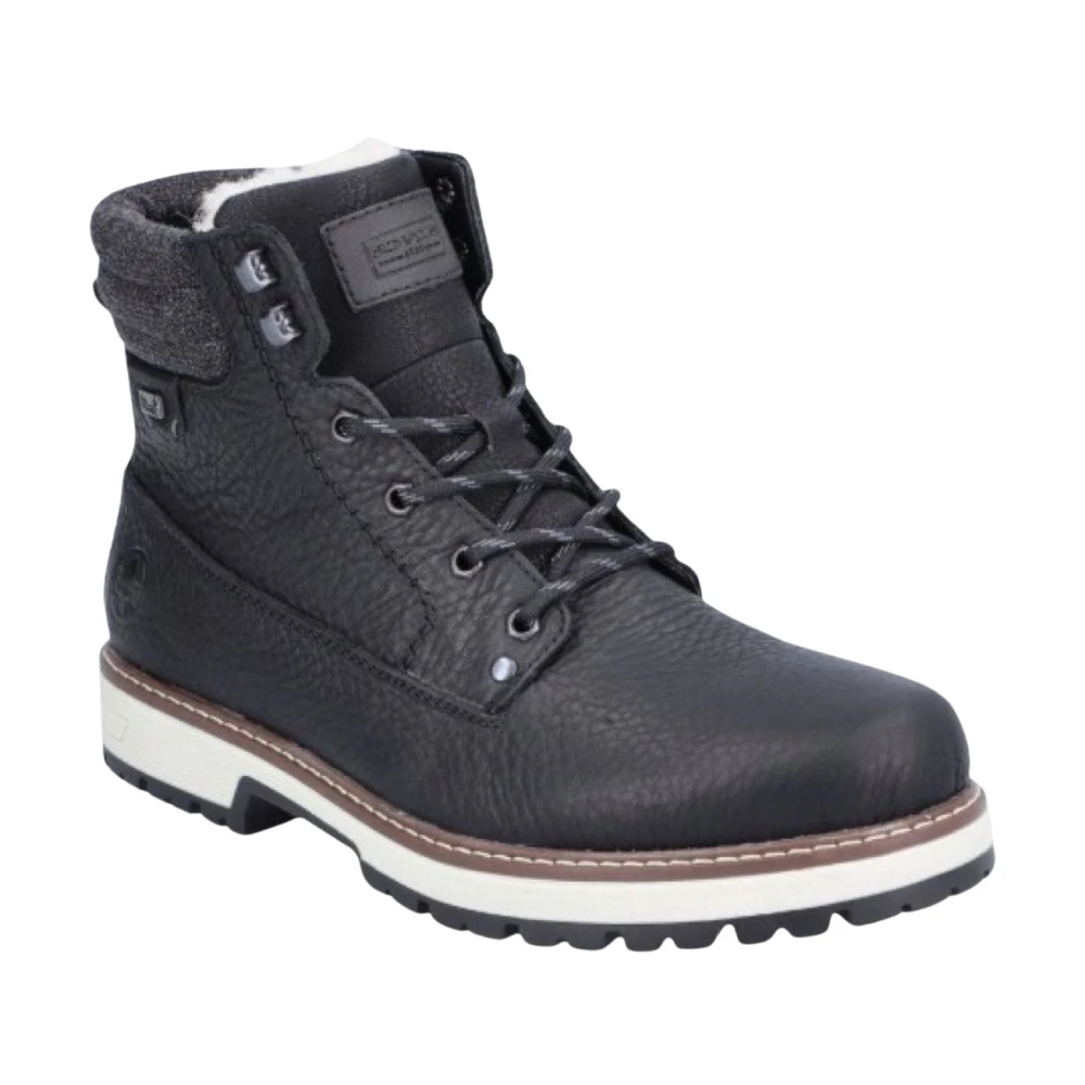 Rieker Men's Black Insulated Winter Boots With Cleats - Lace-Up Boots - 7 Uk - Shoes