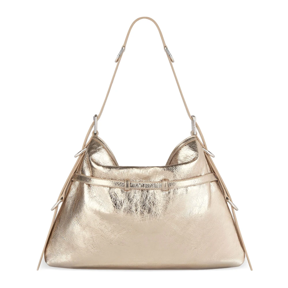 Givenchy Voyou Medium Metallic Leather Shoulder Bag Yellow Dames