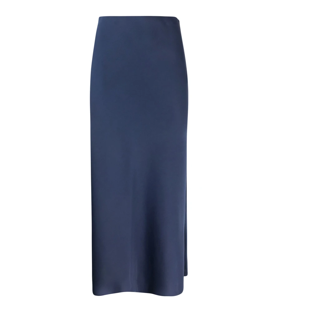 PATRIZIA PEPE Blauwe Glanzende Satijnen Midi Rok Blue Dames