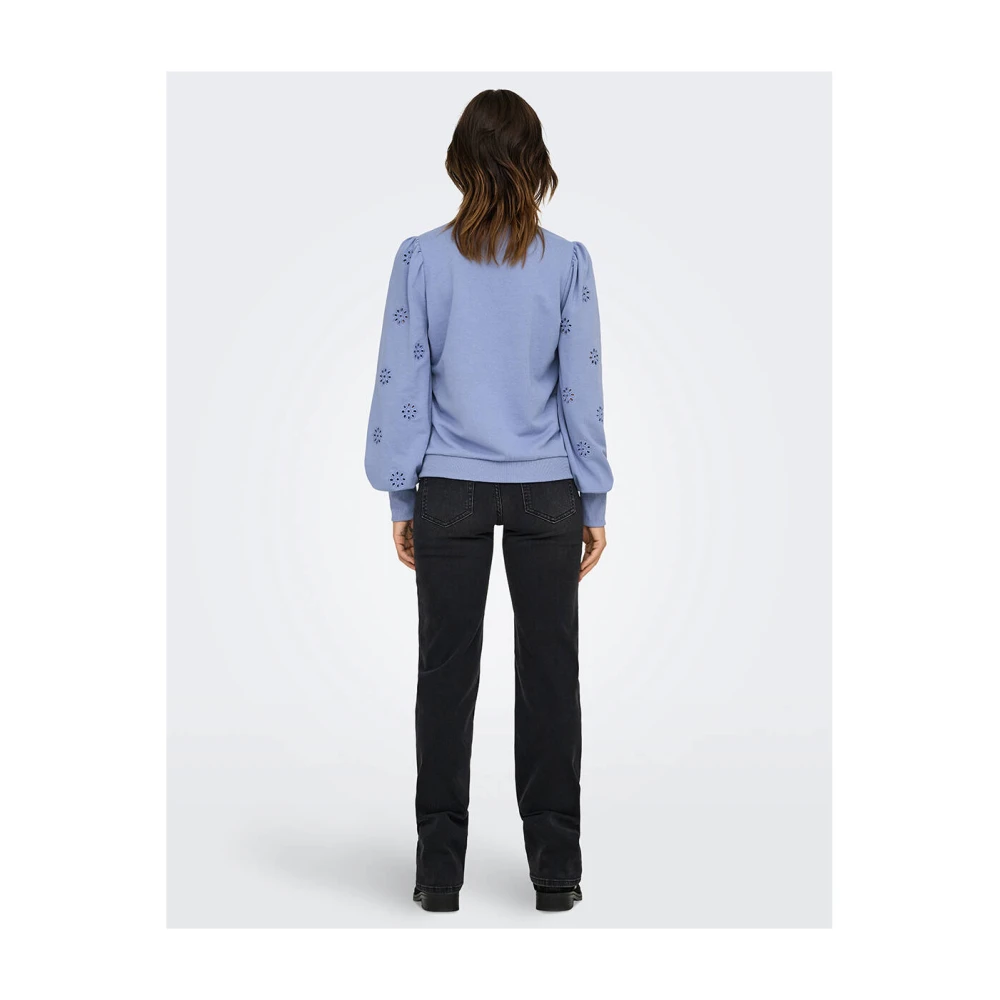 Only Puff Borduurwerk Sweater voor Vrouwen Blue Dames