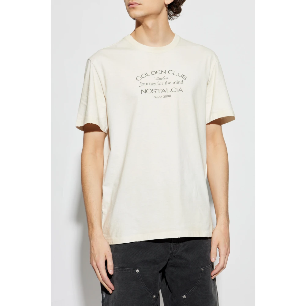 Golden Goose T-shirt met logo Beige Heren