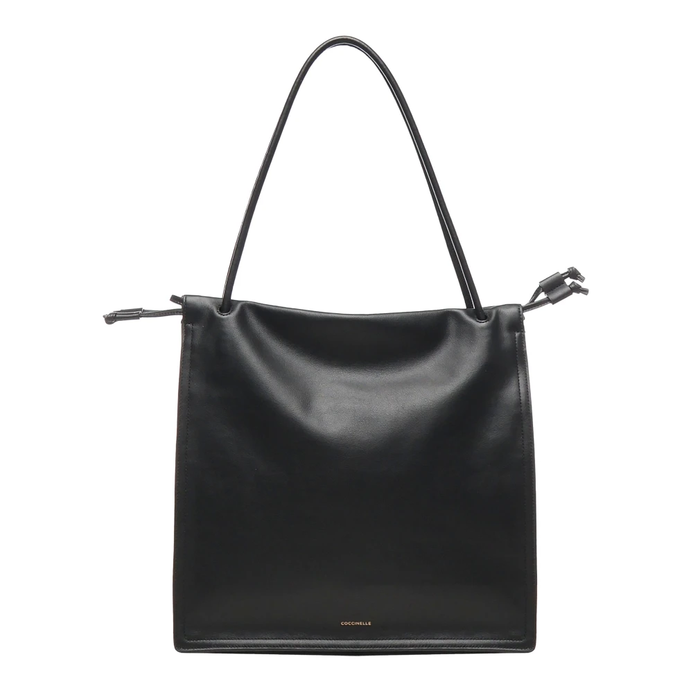 Coccinelle Zwarte schoudertas met trekkoordsluiting Black Dames