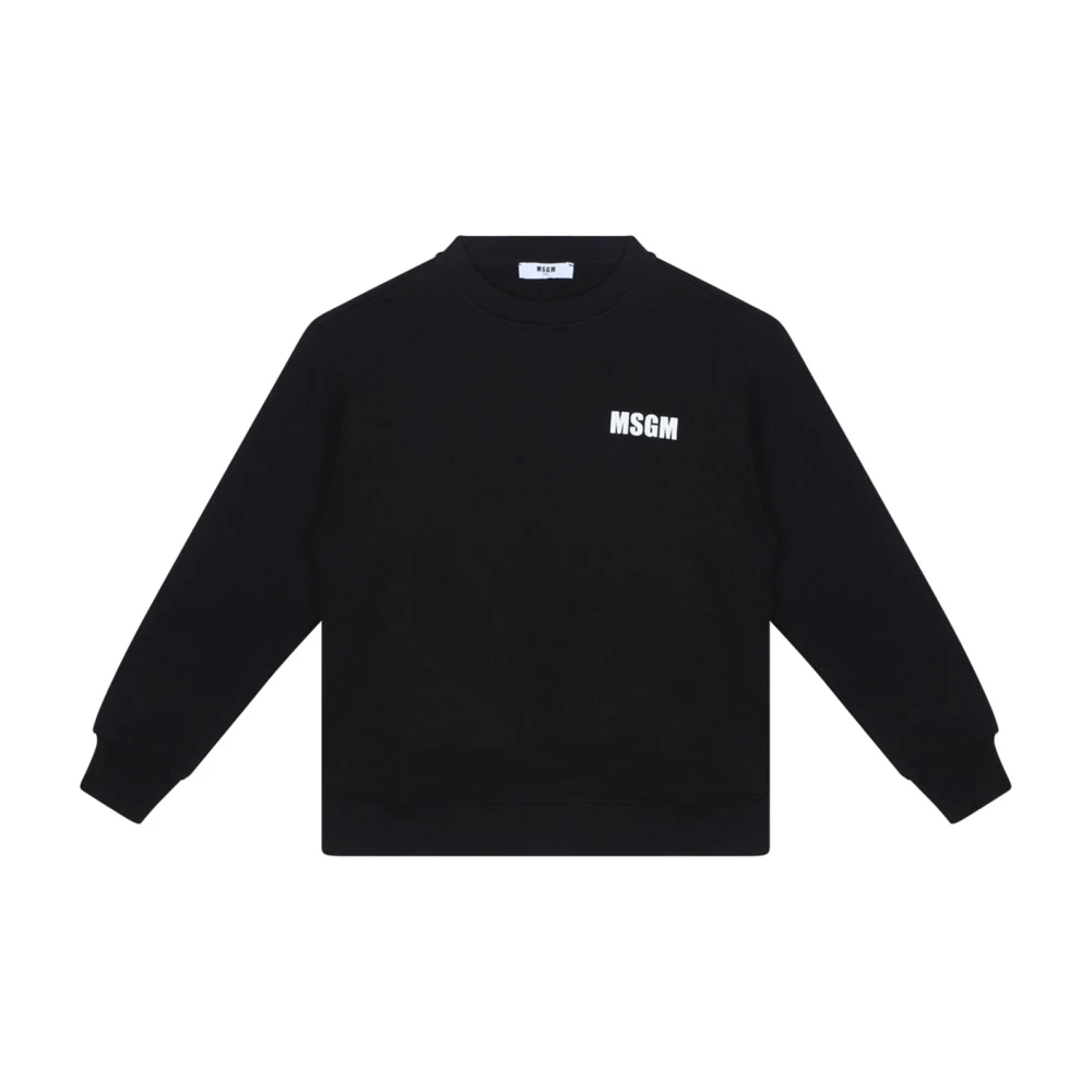 Msgm Unisex Kids Black Logo Print Sweatshirt - Kids Sweatshirts - 8 Y - Kids