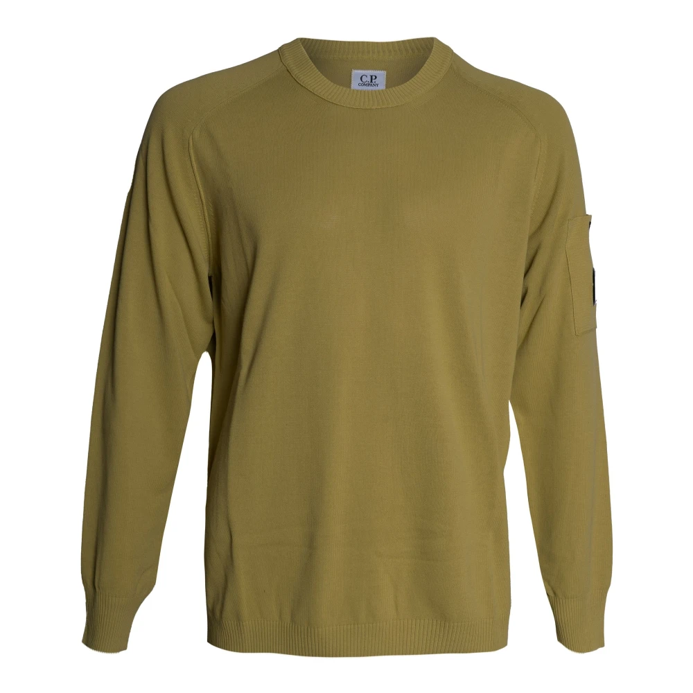 C.p. Company Men's Yellow Round-Neck Knitwear, M, Cotton Crepe Crewneck Jumper