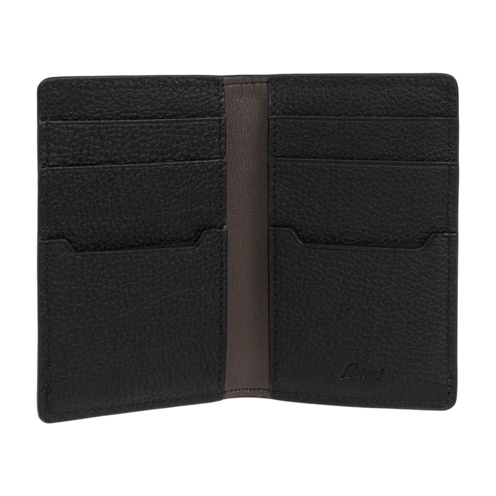 Brioni Leren kaarthouder Black Heren