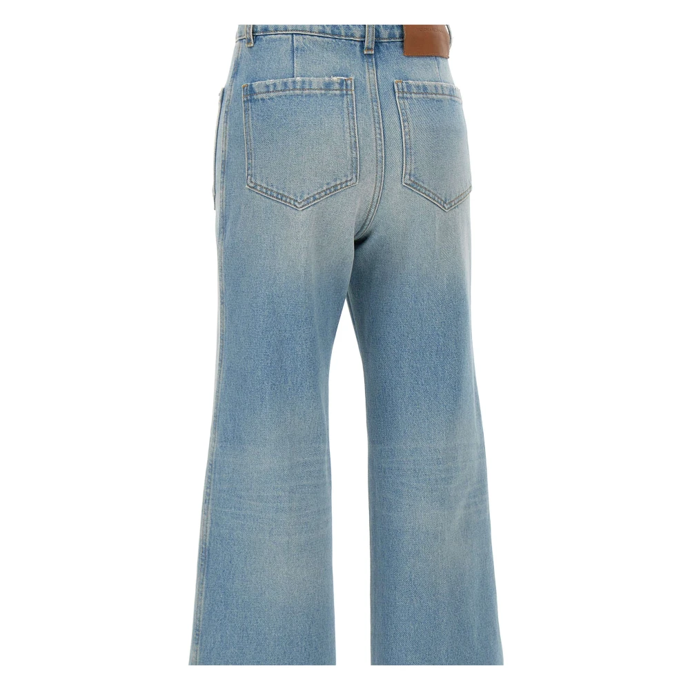 Victoria Beckham Alina Flared Jeans met Rood Logo Blue Dames