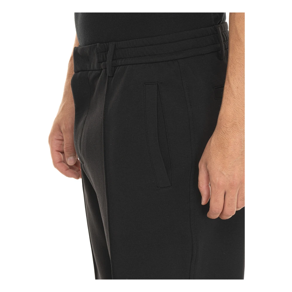 Emporio Armani Elastische taille katoenen broek met zakken Black Heren