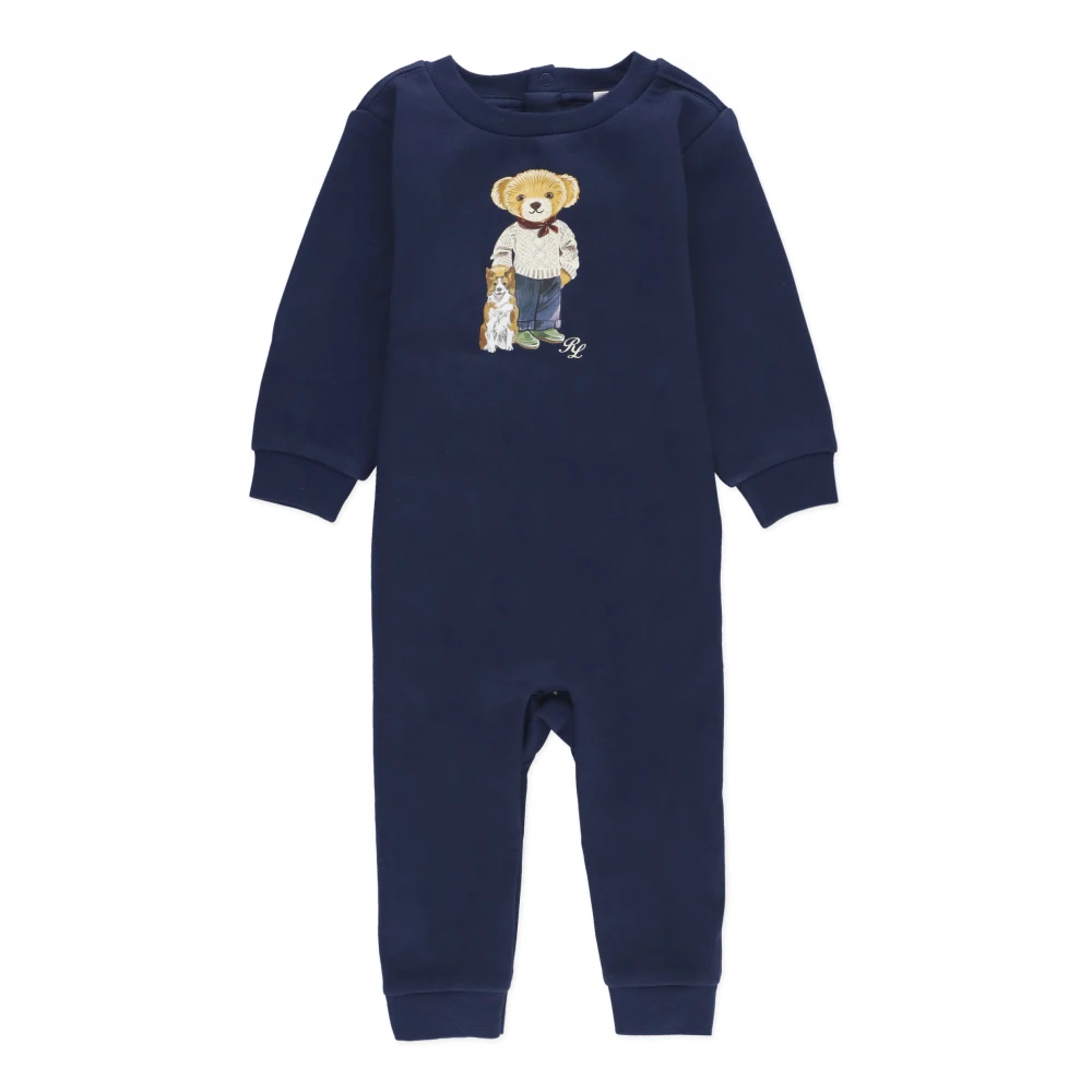 Ralph Lauren Blå Bomull Polo Bear Onesie Klänning Blue, Pojke