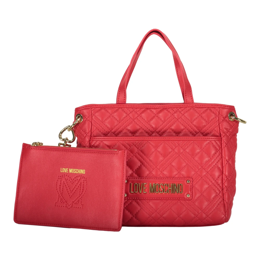 Love Moschino Gewatteerde Handtas met Afneembare Clutch Red Dames