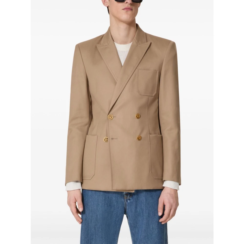 Valentino Donker Beige Blazer met Gouden Knopen Beige Heren