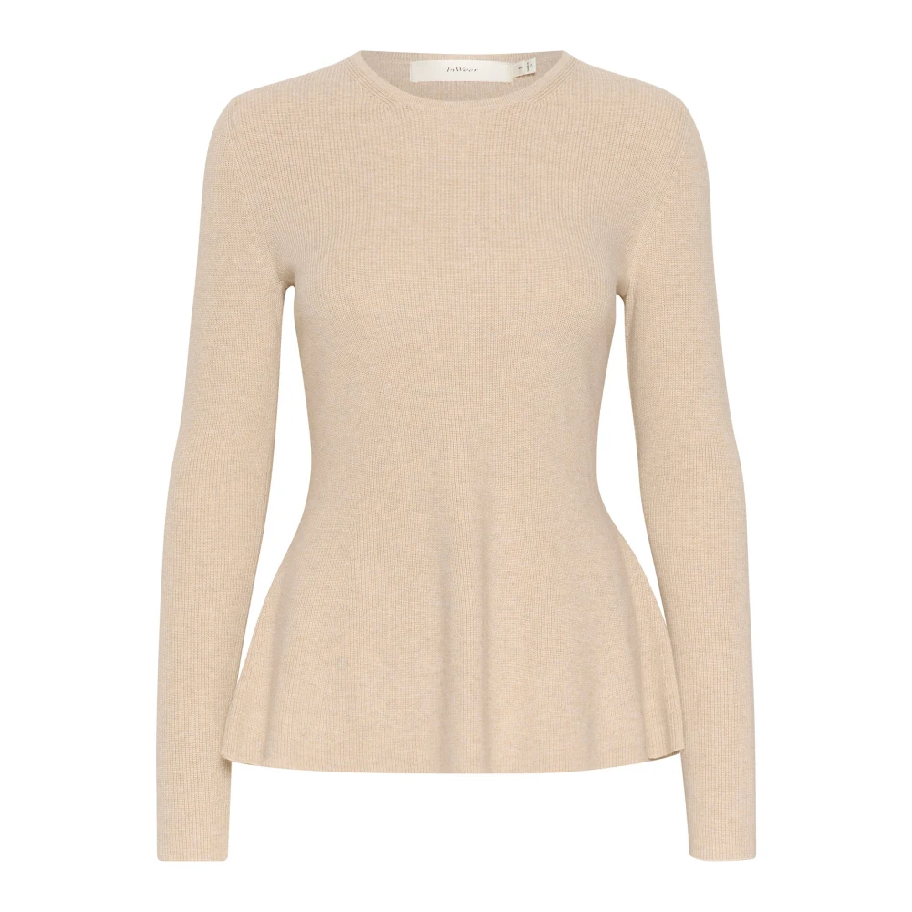 InWear Peplum Sweater Gebreid Haze Melange Beige Dames