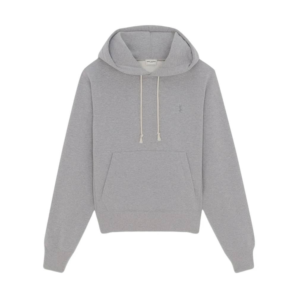 Saint Laurent Katoenen Logo Hoodie Gray Heren