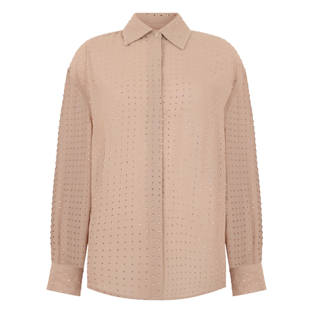 Pinko Donna Beige - Blusa In Georgette Con Strass - Blouses & Shirts - L