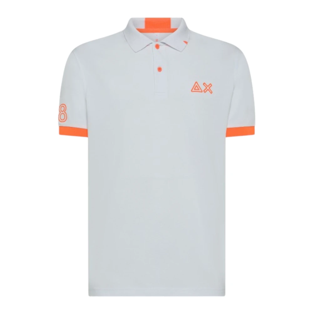 Sun68 Men's White Polo Shirts, 3XL, Polo Logo Fluo S/S