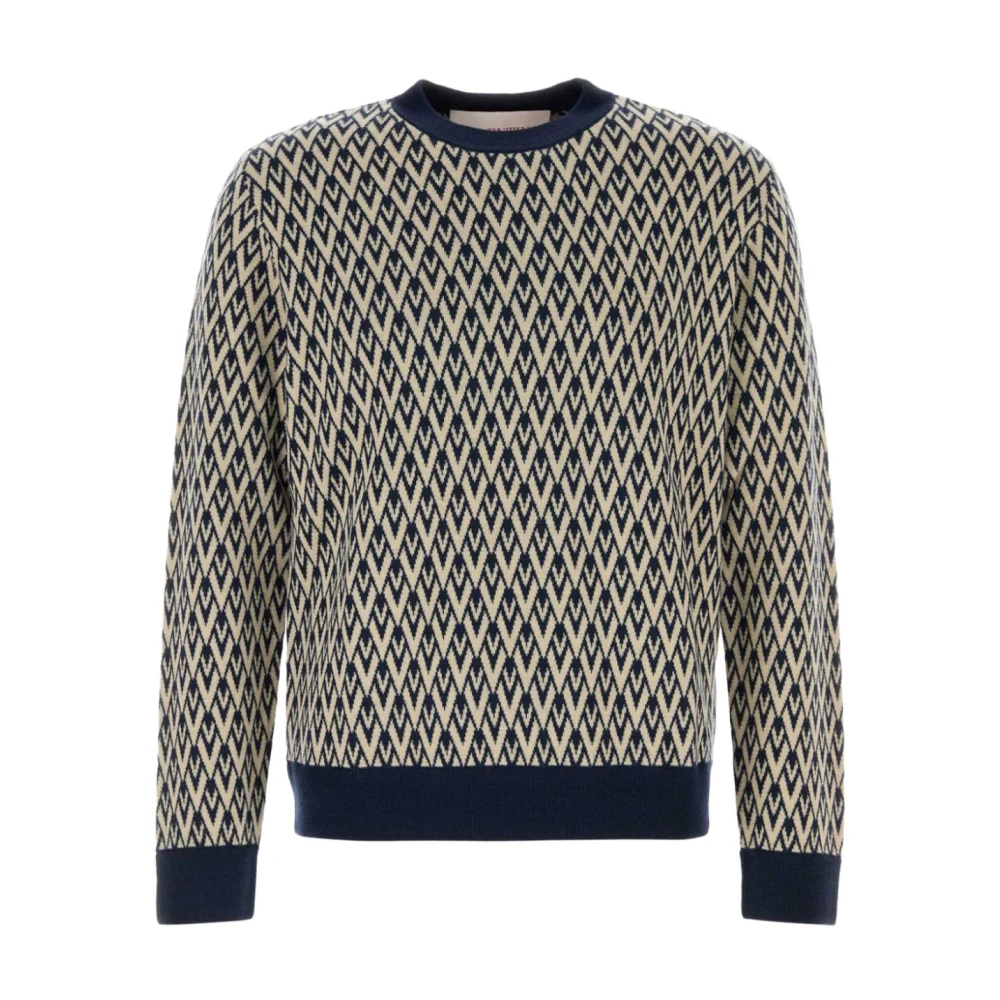 Valentino Garavani Navy Blue Crew Neck Sweater Blue Heren