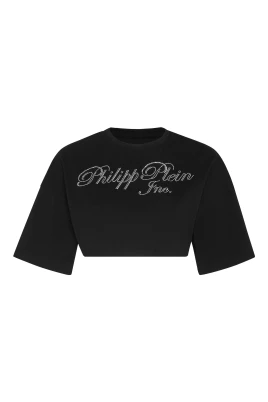Croppad T-shirt Rund Hals