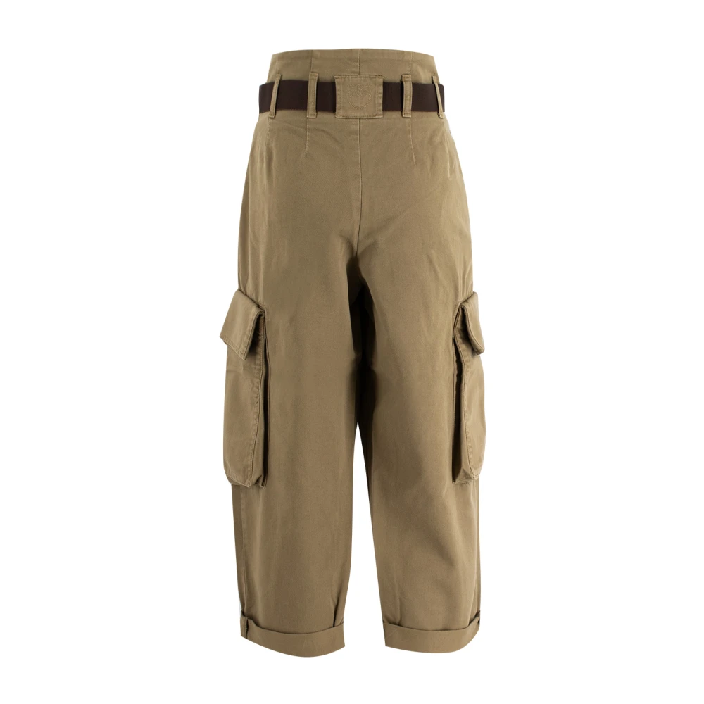 pinko Cargo Trend Hoge Taille Broek Brown Dames