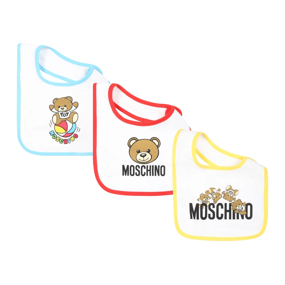 Moschino Teddybeer Slabbetjes Set Wit Katoen Multicolor Unisex