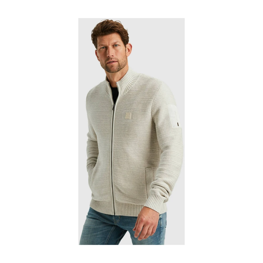 PME Legend Gebreide Katoenen Ritsjas Beige Heren