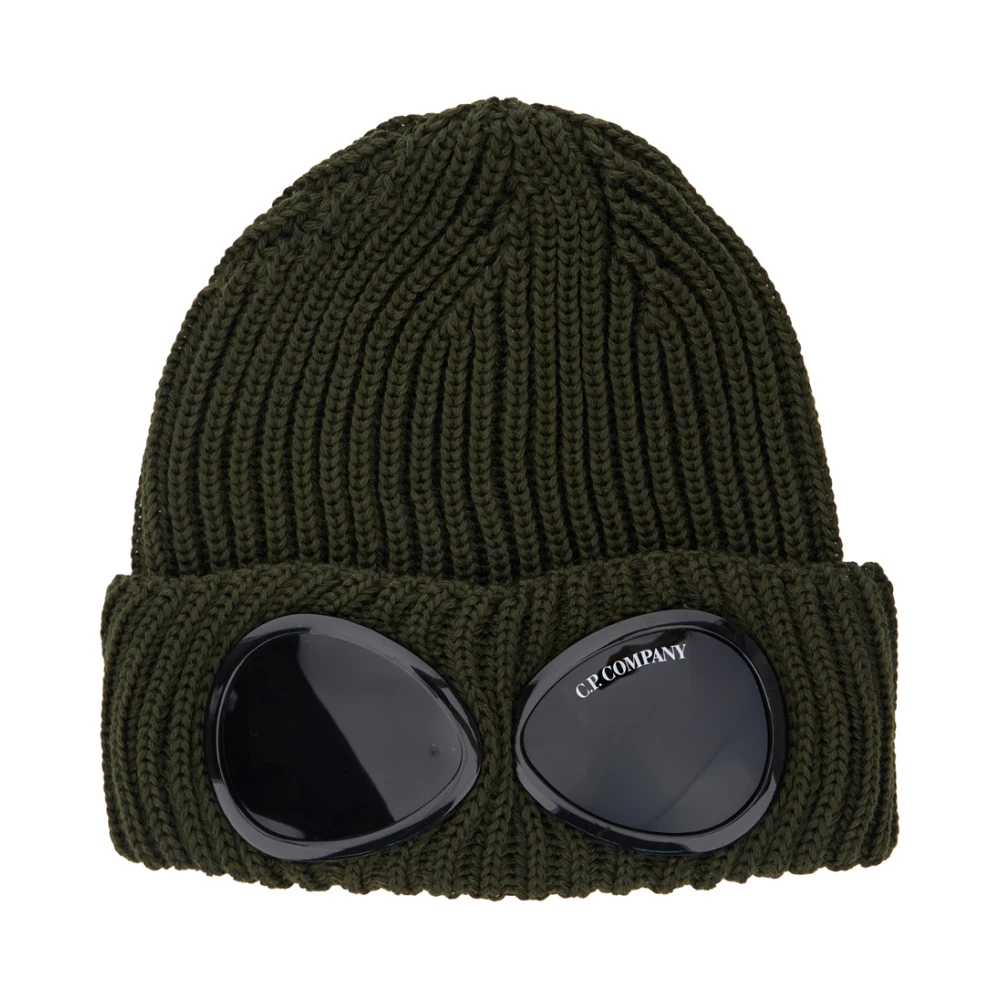 C.p. Company Men's Green Extrafine Merino Wool Goggle Beanie - Accessories - One Size - Accessories
