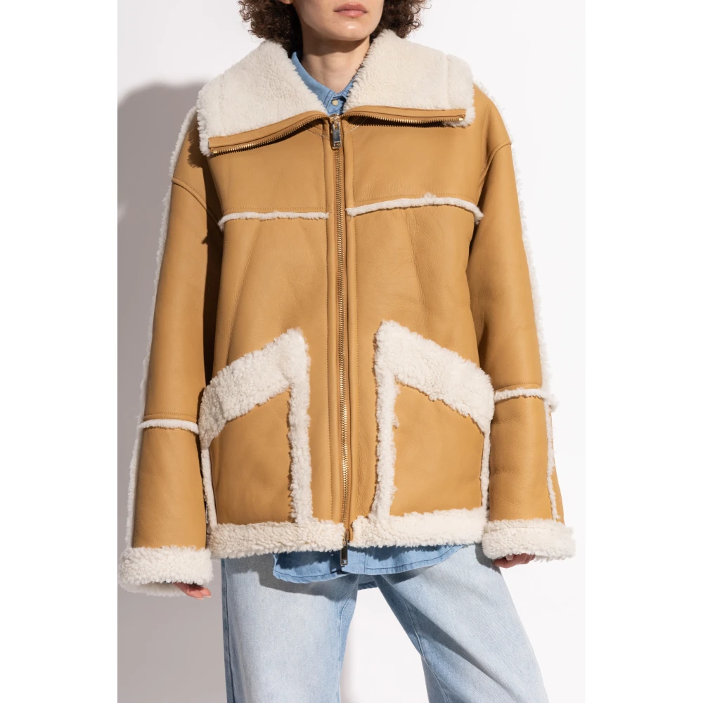 Halfboy Shearling jas met zakken Brown Dames