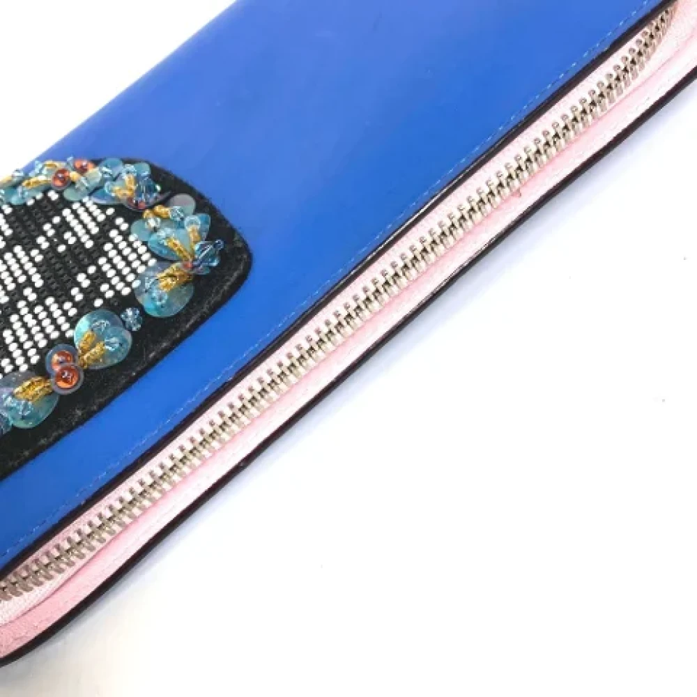 Dior Vintage Pre-owned Leather wallets Blue Dames