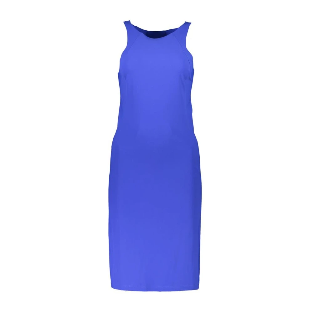 Patrizia Pepe , Midi Dresses, Female, Blue, L, Crew Neck Dress With Wide Hat Straps And Logo Detail - Image 1