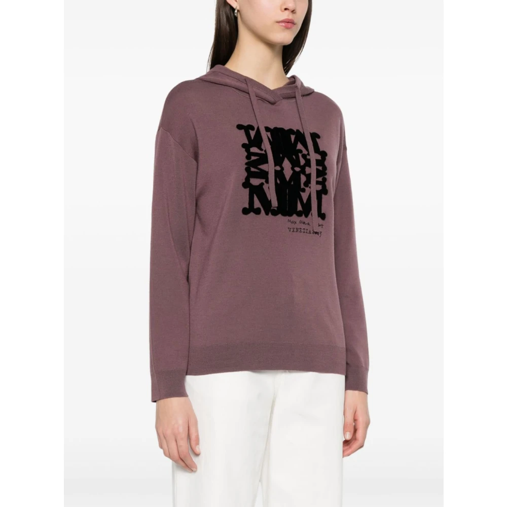 Max Mara Paarse Sweater met Trekkoord Capuchon Purple Dames