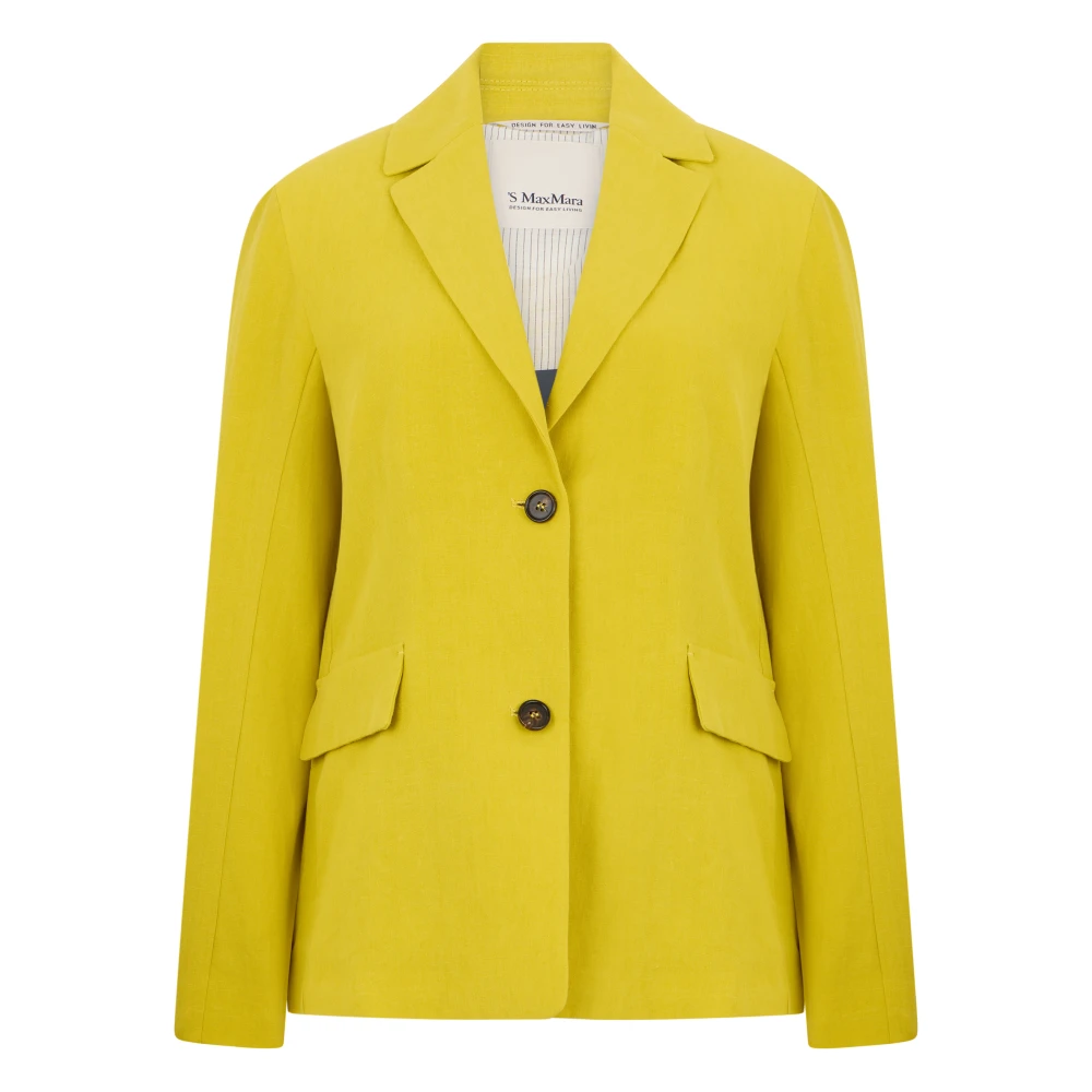 Max Mara Women's Yellow Single-Breasted Linen Blazer - Blazers - Xs - Jackets