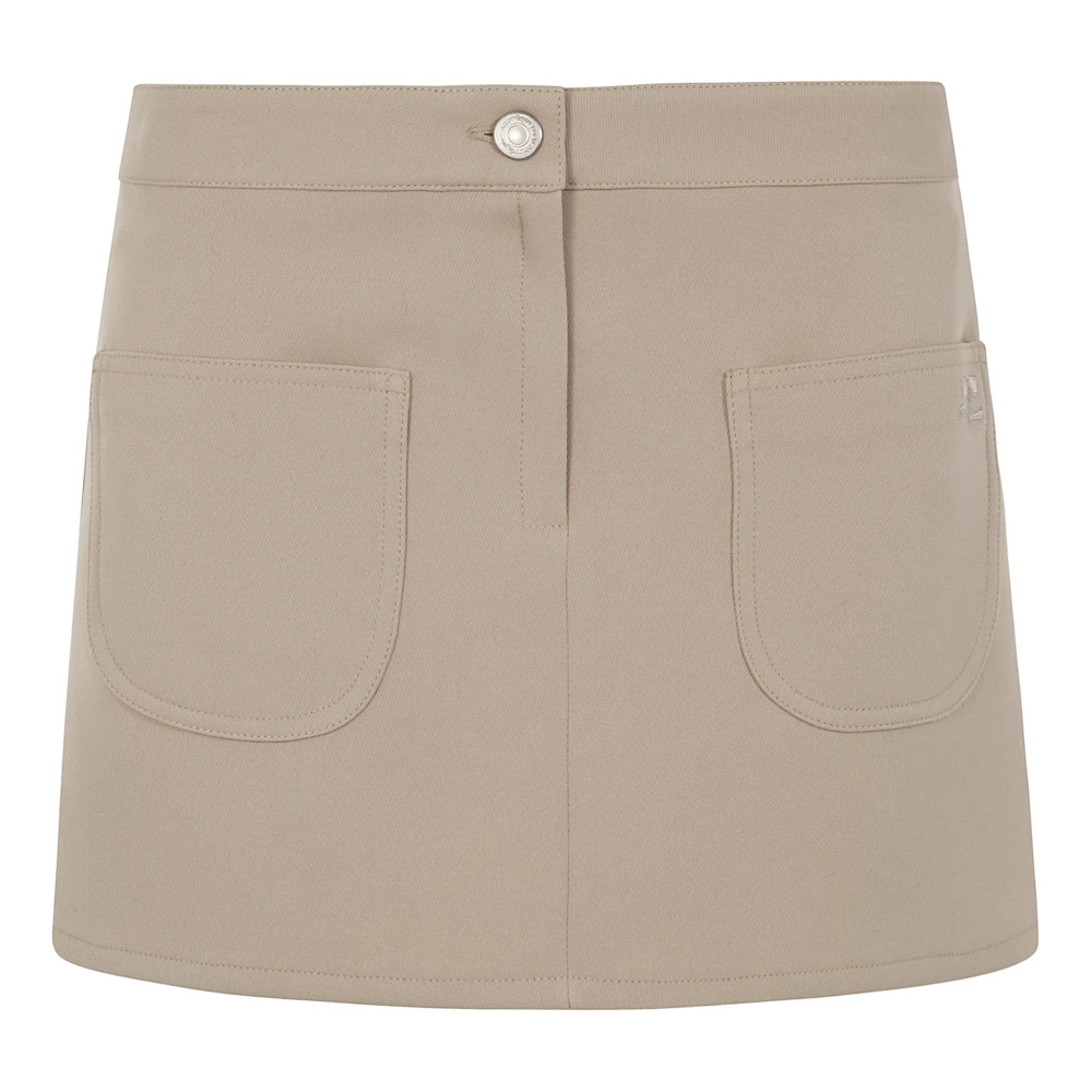 Courrèges Zand Mini-Rok Twill 2-Zakken Beige Dames