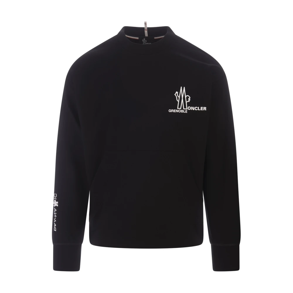 Moncler Zwarte Crewneck Sweatshirt met Logo Details Black Heren