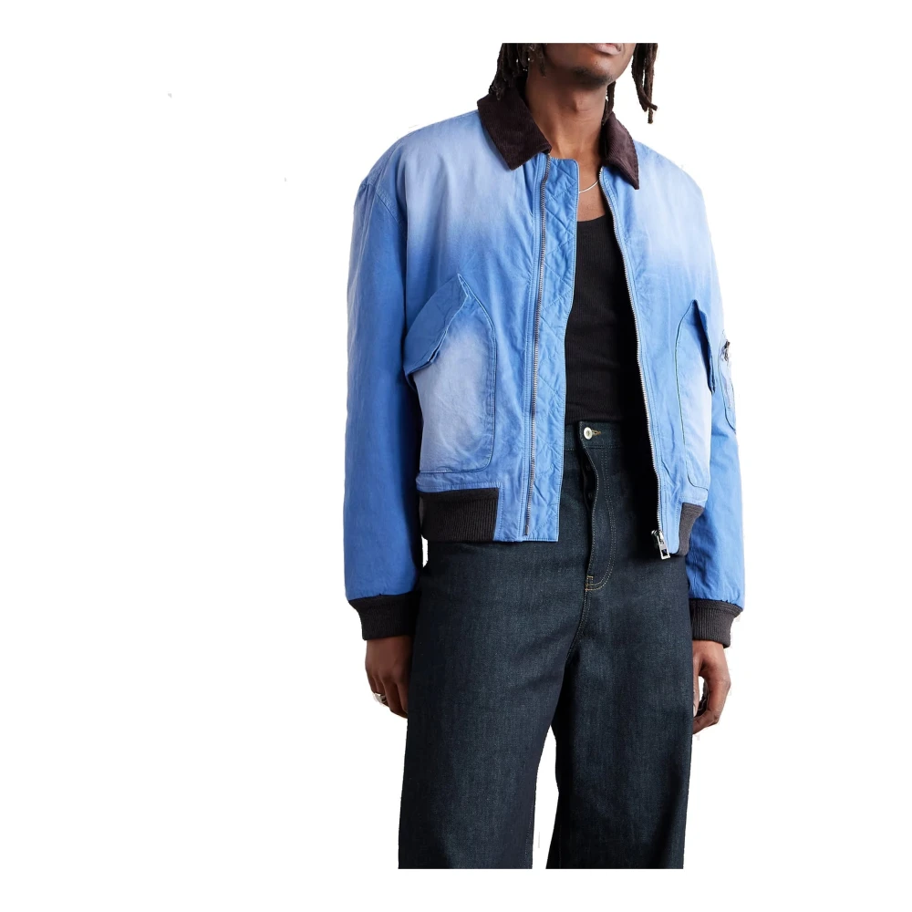 Loewe Gewatteerde Bomberjack Corduroy Afwerking Blue Heren