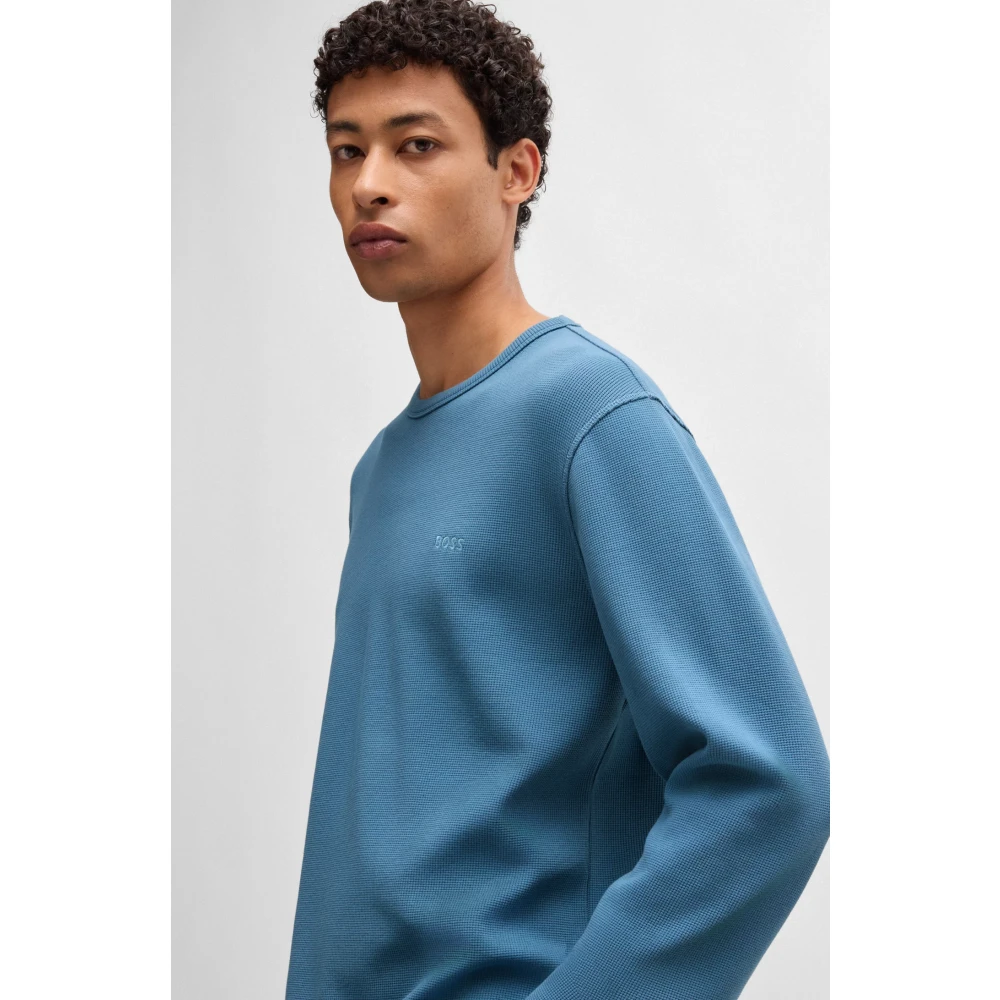 Hugo Boss Wafelstructuur Longsleeve T-shirt Blue Heren