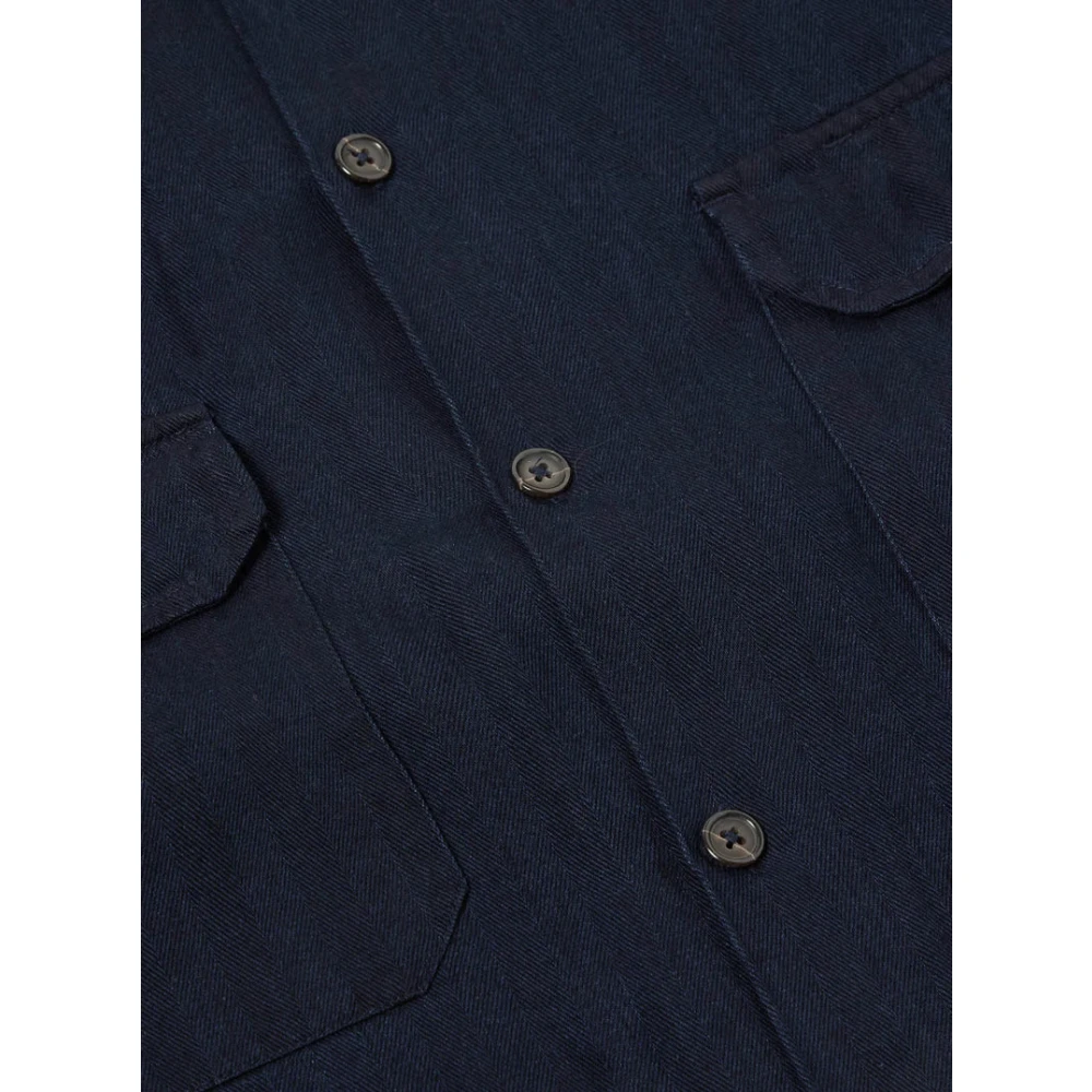 Universal Works Japanse-geïnspireerde Utility Shirt Blue Heren