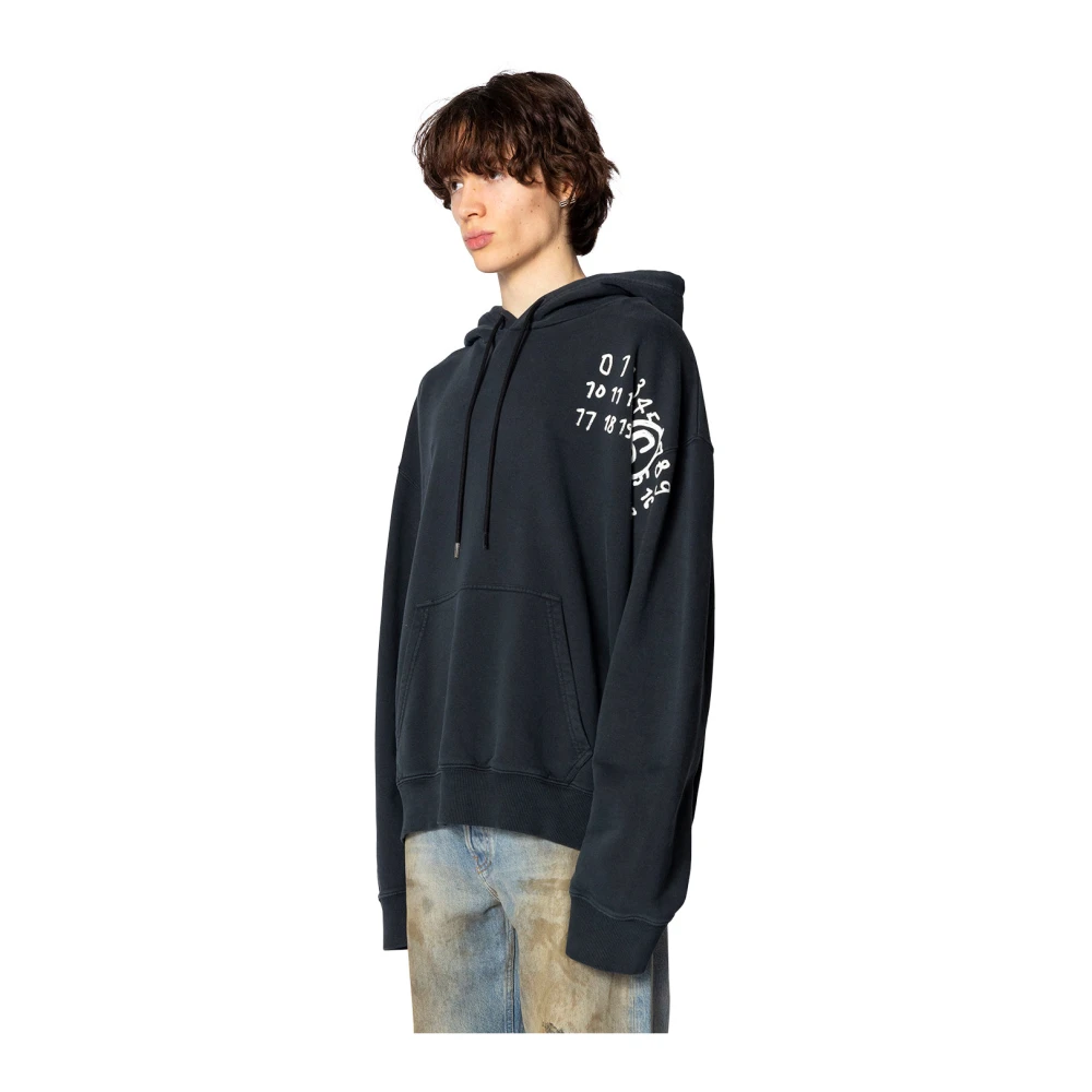 MM6 Maison Margiela Glow Dark Number Logo Hoodie Black Heren