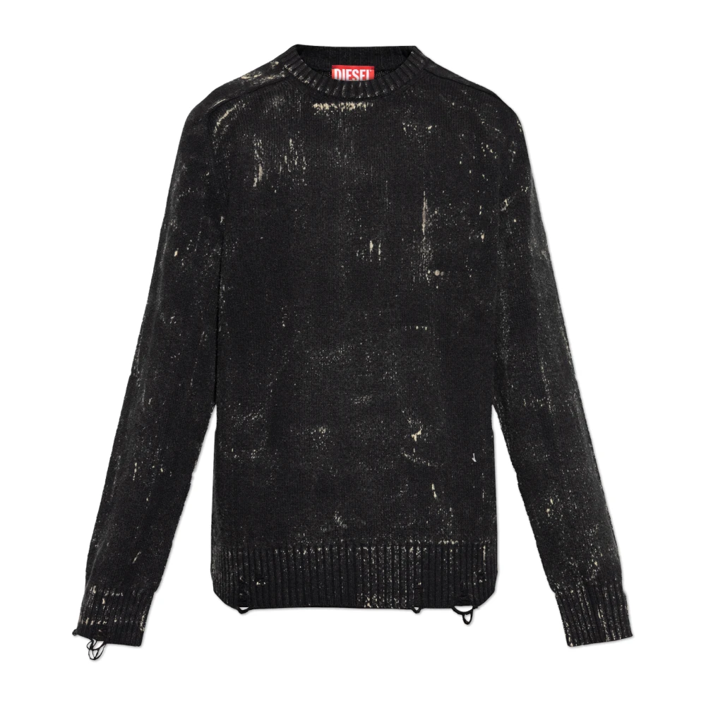 Diesel Herr Svart Stickade Tröjor L, K-Maxense Wool Sweater