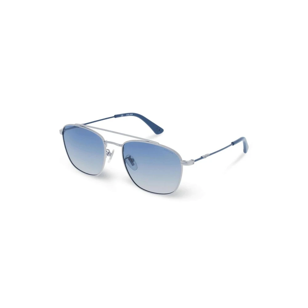 Police Men's Gray Metal Sunglasses With Uv Protection